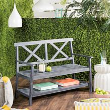 Safavieh Mayer Outdoor Bench with Shelf