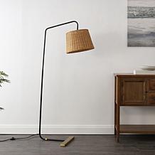 Safavieh Millie Black Metal Floor Lamp with Rattan Shade