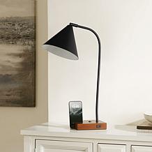 Safavieh Nuka Table Lamp with USB, Black/Walnut, 22.5"H