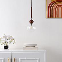 Safavieh Roxora 7" Dark Walnut & Nickel Pendant Light
