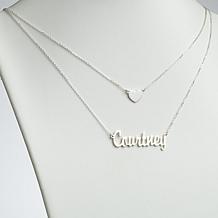 Script Name and Heart Layered Double Necklace