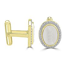 Service First 18K Gold-Plated Carved Chalcedony & Gem Cameo Cuff Links