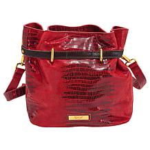 Sharif Legacy 100% Leather Printed Lizard Bucket Bag