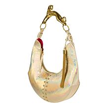 Sharif Legacy 3D Sculpted Cougar Handle Metallic Leather Hobo 