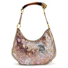 Sharif Legacy 3D Sculpted Horn Handle Sequined Leather-Trimmed Hobo