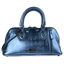 Sharif Legacy Croc Leather Satchel with Keychain