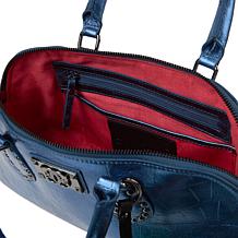 Sharif Legacy Croc Leather Satchel with Keychain