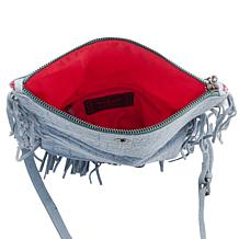 Sharif Legacy Croco-Embossed Suede Fringe Crossbody