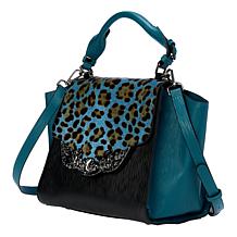 Sharif Legacy Haircalf and Epi Leather Engraved Leaf Satchel