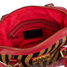 Sharif Legacy Quilted Leather Haircalf Satchel with Keychain