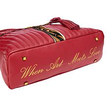 Sharif Legacy Quilted Leather Haircalf Satchel with Keychain