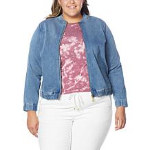 Skinnygirl Knit Denim Bomber Jacket