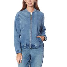 Skinnygirl Knit Denim Bomber Jacket