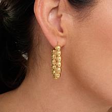 Soave Oro 14K Electroform Beaded Oval Hoop Earrings
