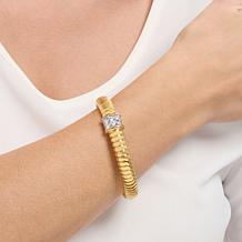 Soave Oro 14K Electroform CZ-Accent Tubogas Bangle Bracelet