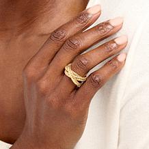 Soave Oro 14K Electroform Interlocking Tubogas Band Rings - Set of 3