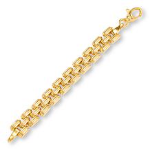 Soave Oro 14K Gold Electroform 3-Row Panther-Link 7-1/2" Bracelet