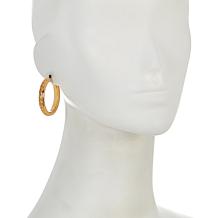 Soave Oro 14K Gold Electroform Greek Key Hoop Earrings