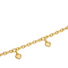 Soave Oro 14K Gold Electroform Heart Drop Ankle Bracelet 