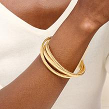 Soave Oro 14K Gold Electroform Interlocking Tubogas Bangles - Set of 3