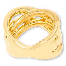 Soave Oro 14K Yellow Gold Electroform Crossover Detail Ring