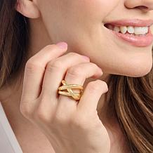 Soave Oro 14K Yellow Gold Electroform Crossover Ring