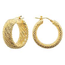 Soave Oro 14K Yellow Gold Electroform Textured Hoop Earrings