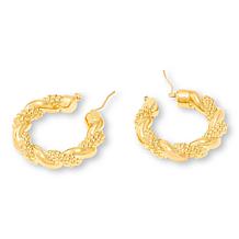 Soave Oro 14K Yellow Gold Electroform Twist Texture Hoop Earrings