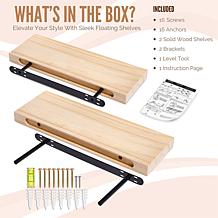 Solid Pine Wood Floating Shelves 9" x 24" 2-pack