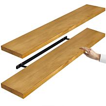 Solid Pine Wood Floating Shelves, 9" x 35", 2-Pack