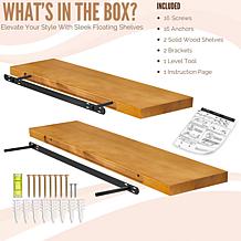 Solid Pine Wood Floating Shelves, 9" x 35", 2-Pack