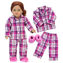 Sophia's by Teamson Kids Pink Flannel Pajama & Slippers for 18'' Dolls