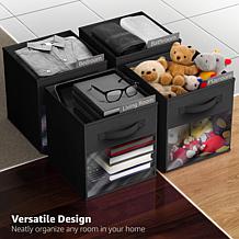 Sorbus 11" Foldable Storage Bin 6-pack with Clear Window