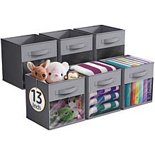 Sorbus 13" Foldable Storage Bin 6-pack with Clear Window