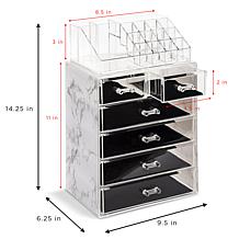 Sorbus Marble Makeup and Jewelry Storage Case with Top Tray
