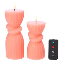 South Street Loft Set of 2 Wax Flameless Knot LED Candles 