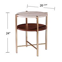 Southern Enterprises Ardmillan Round End Table w/ Faux Marble Top