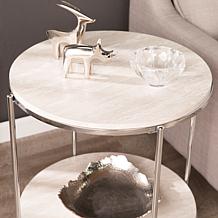 Southern Enterprises Blenheim Round Faux Marble End Table - Chrome