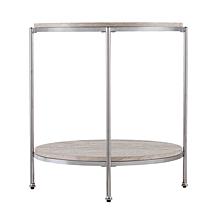 Southern Enterprises Blenheim Round Faux Marble End Table - Chrome