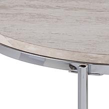 Southern Enterprises Blenheim Round Faux Marble End Table - Chrome