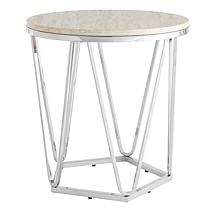 Southern Enterprises Jennly Round Faux Marble Cocktail - Chrome
