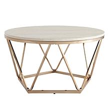 Southern Enterprises Jennly Round Faux Marble End Table - Champagne