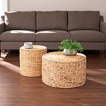 Southern Enterprises Satalia Round Water Hyacinth Storage Tables