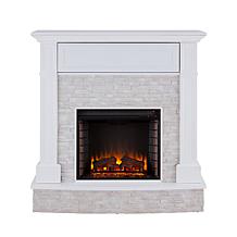 Southern Enterprises Tamala Faux Stone Media Fireplace - White