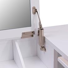 Southern Enterprises Wall Mount Ledge with Vanity Mirror - White
