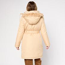 Sporto® Melody Quilted Detachable Hood Long Coat