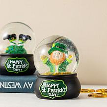 St. Patrick's Resin Leprechaun Waterglobes 2-piece Set
