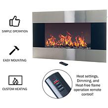 Stainless Steel Electric Fireplace With Wall Mount and Remote  36 q...