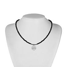 Stately Steel 16" Tree of Life Beaded Crystal Necklace