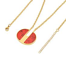 Stately Steel 17" Marble Pendant Necklace